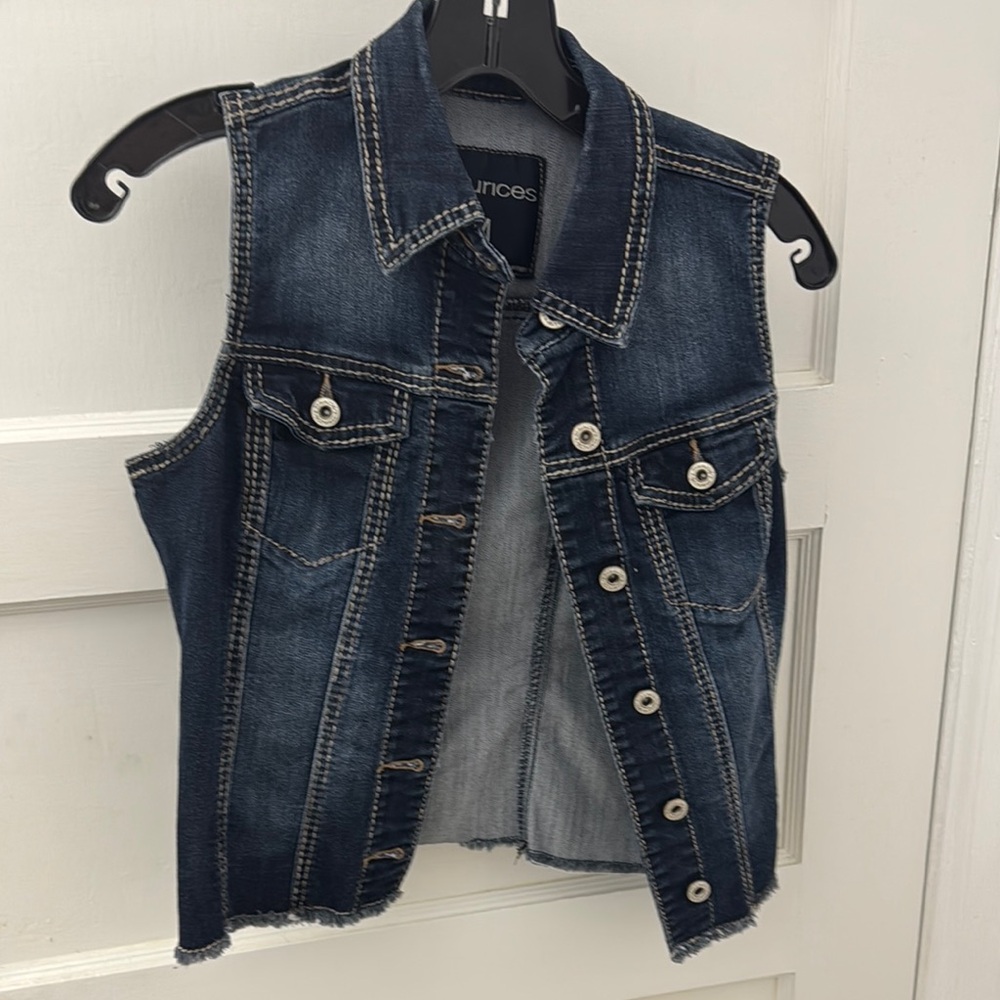 Maurices Dark Blue Denim Button Down Vest